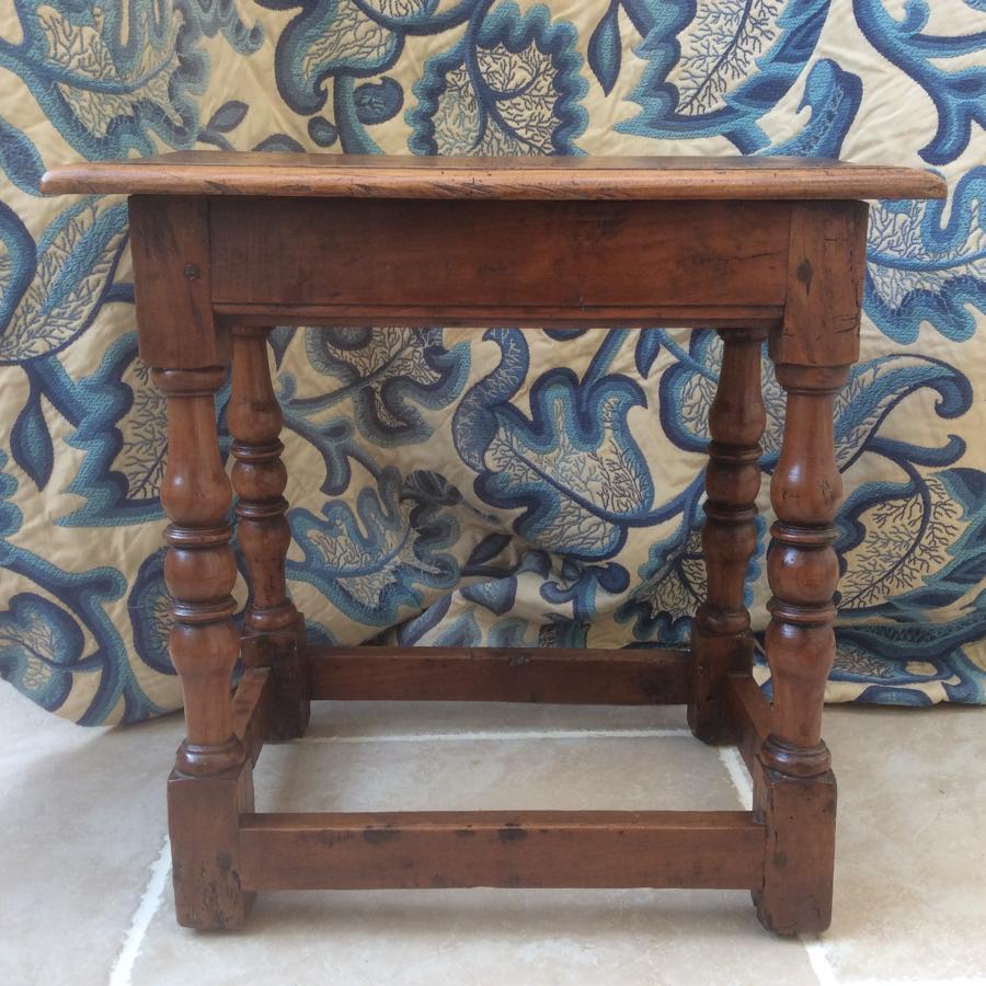 Early 18th century fruitwood joint stool