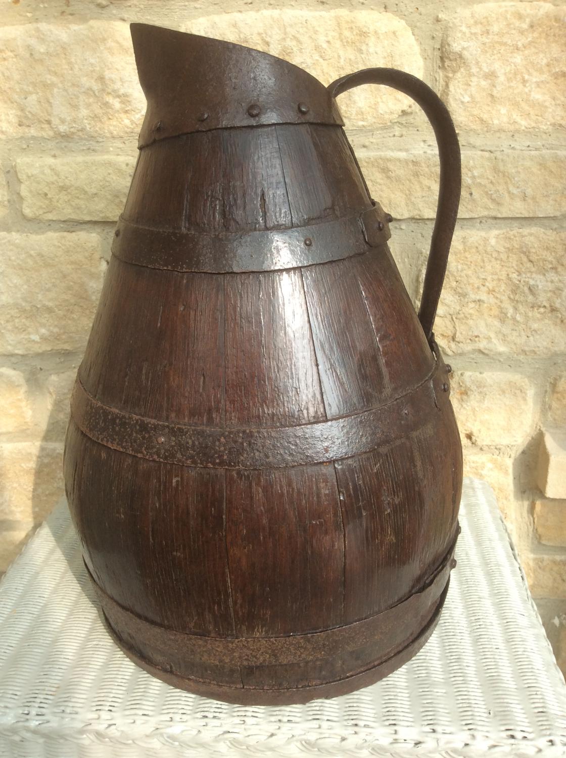 18th century country oak coopered jug