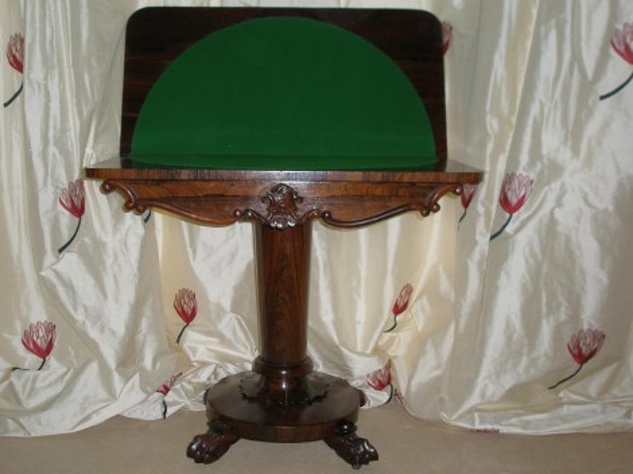 William IV rosewood card table