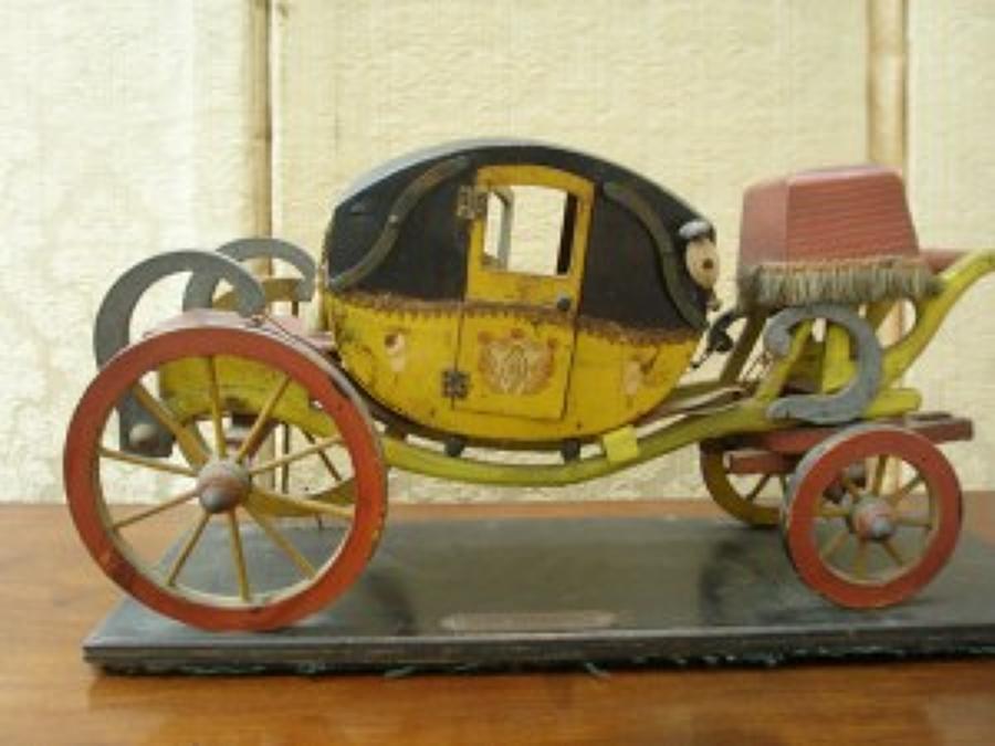 Scratch built folk art model of George II mail coach