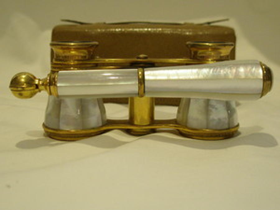 Opera glasses in leather case