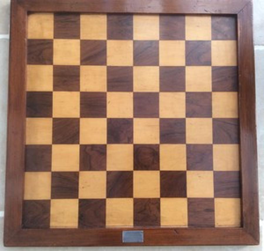 19th century Reform Club trophy chess board.  1st Prize
