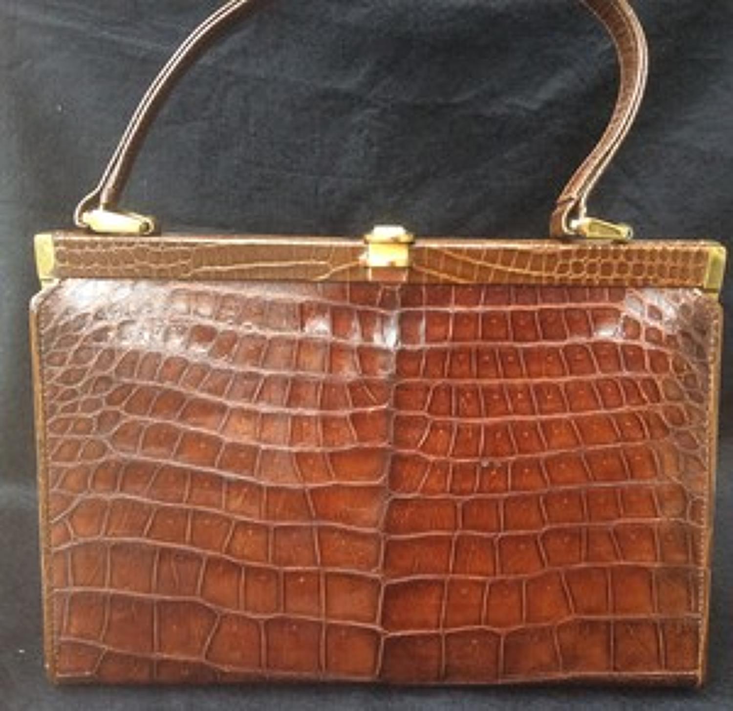 Vintage crocodile handbag 1960s
