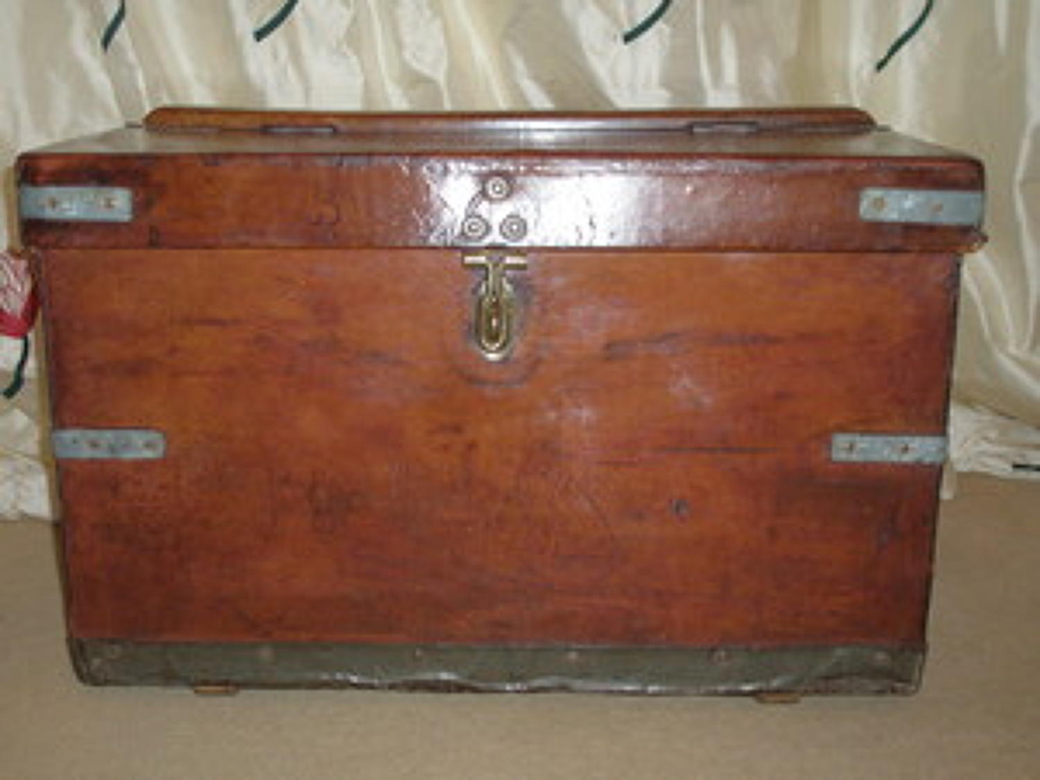 Vintage leather military travelling trunk