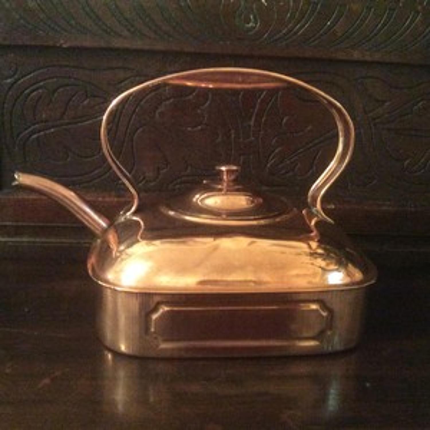 Square copper kettle, early 20th Century.