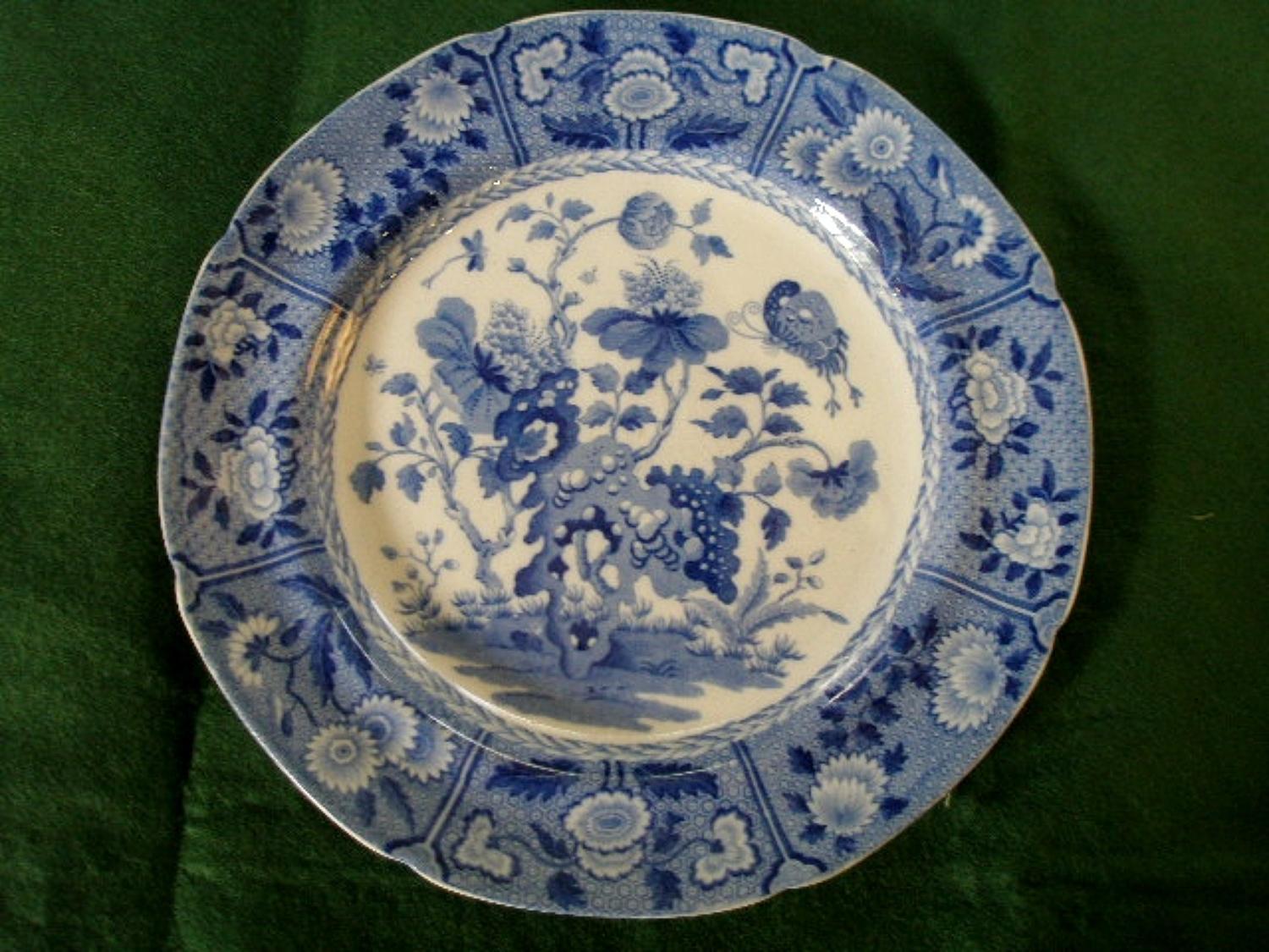 Spode India pattern transfer printed blue and white plate