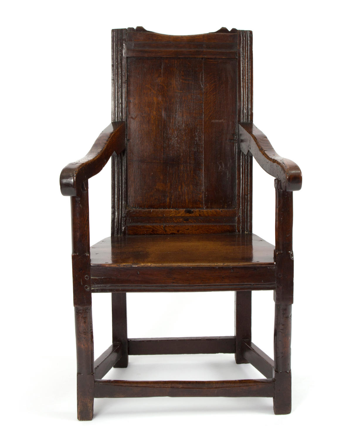 Late 17th century oak panel back wainscot chair