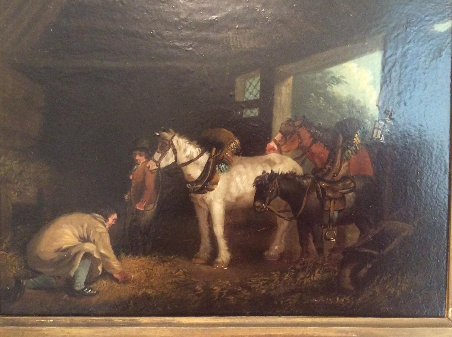 19th century oil on copper painting after George Moreland