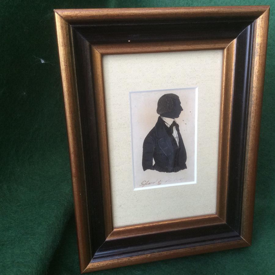 19th Century Silhouette of a gentleman, signed.