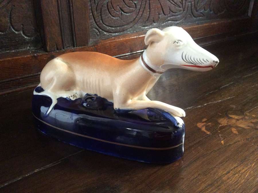 Staffordshire  Greyhound quill holder