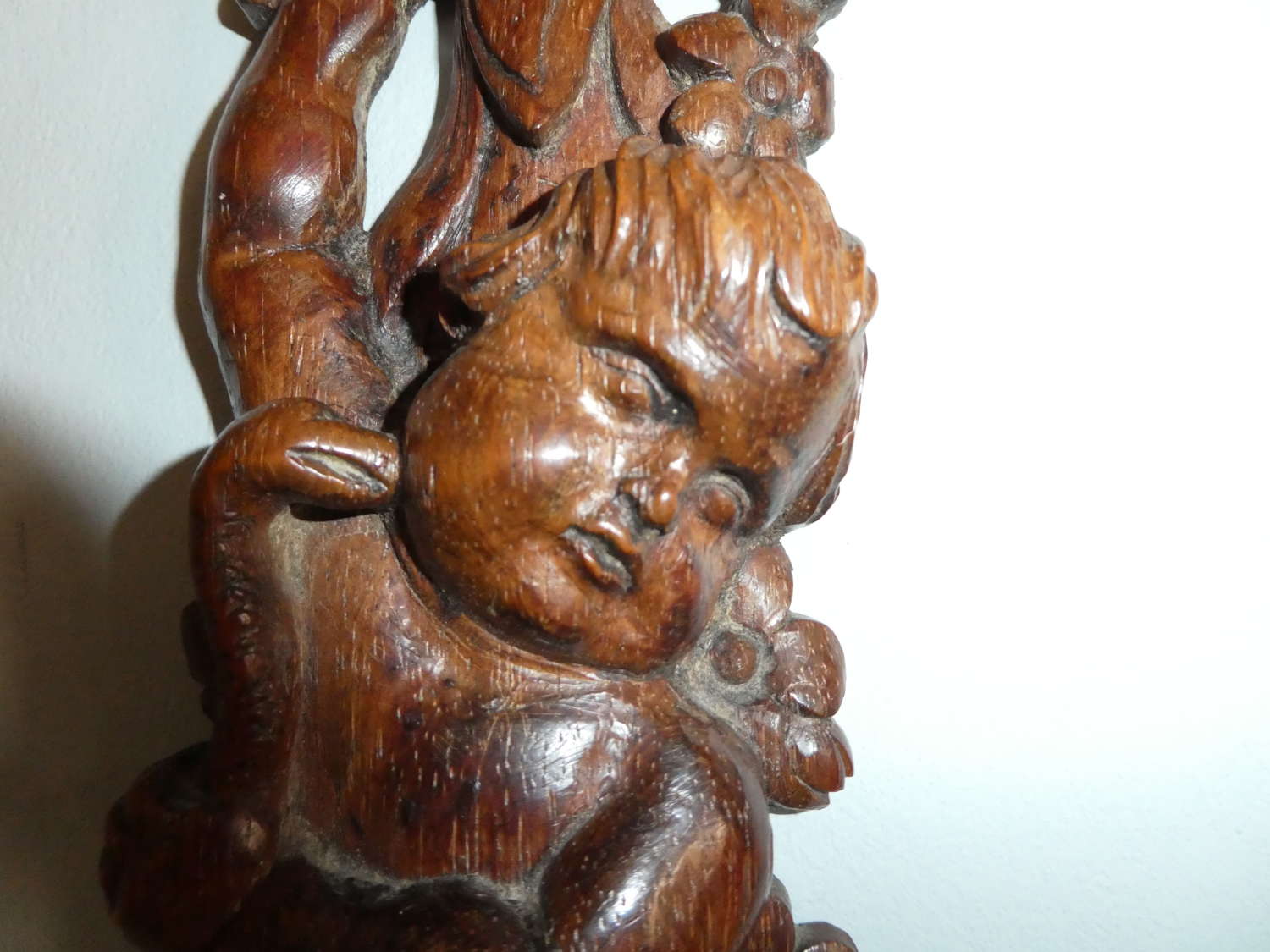 17th Century carved oak putti