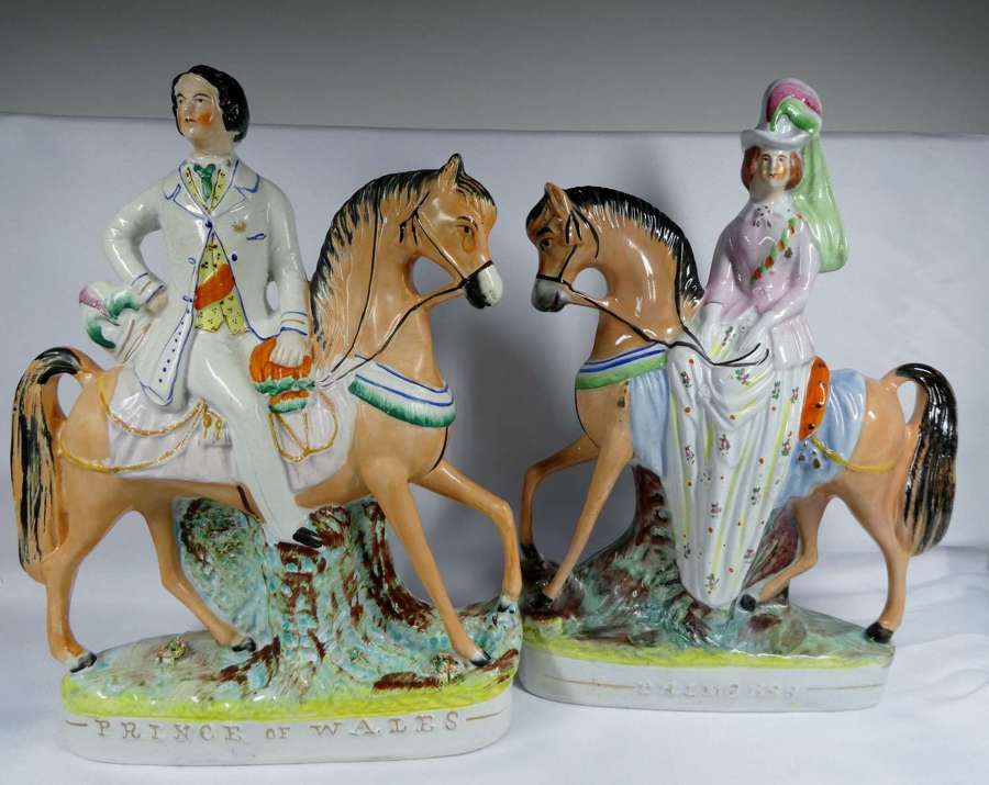 Pair of 19th Century Staffordshire figures on horseback