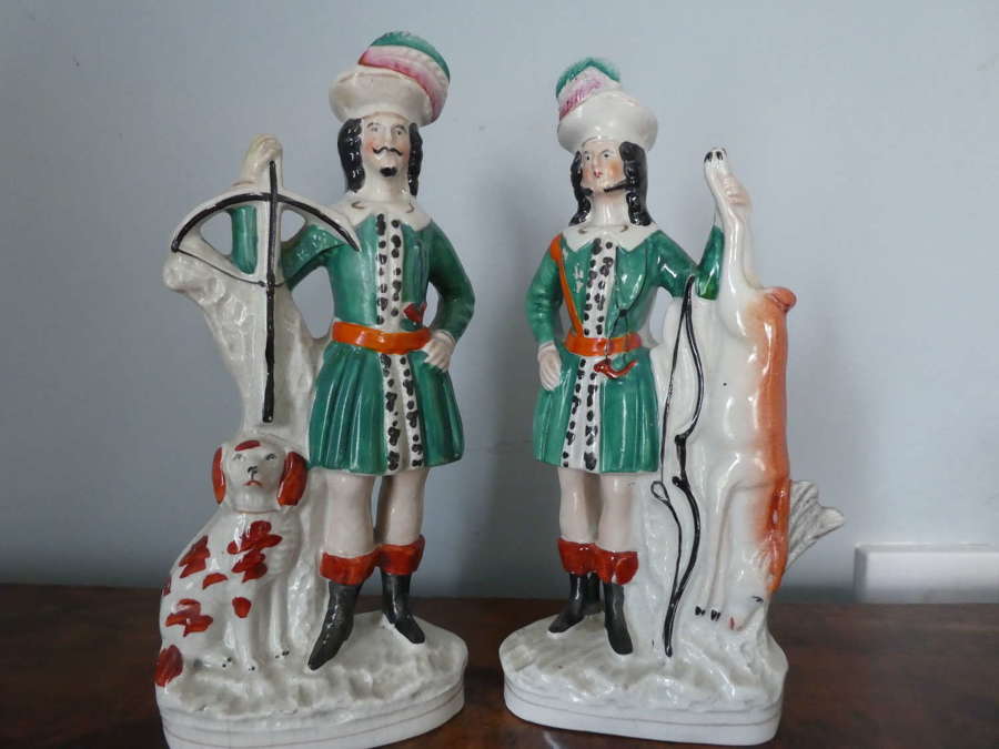 Pair of Staffordshire huntsman figures