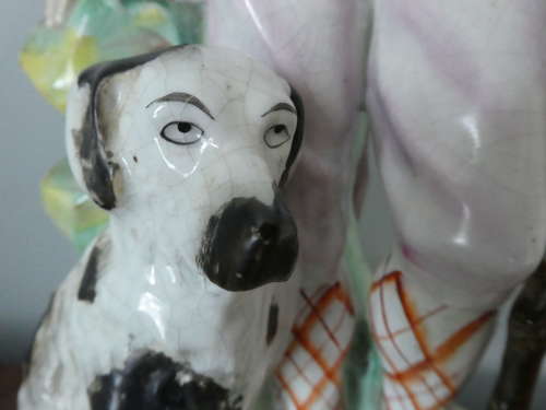 Staffordshire Huntsman figure with spaniel