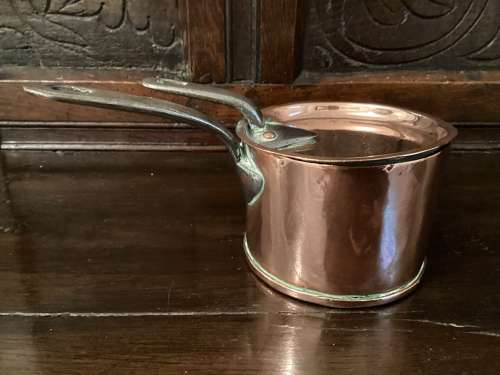 Small 19th Century copper pan and trivet