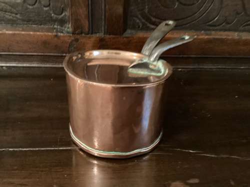 Small 19th Century copper pan and trivet