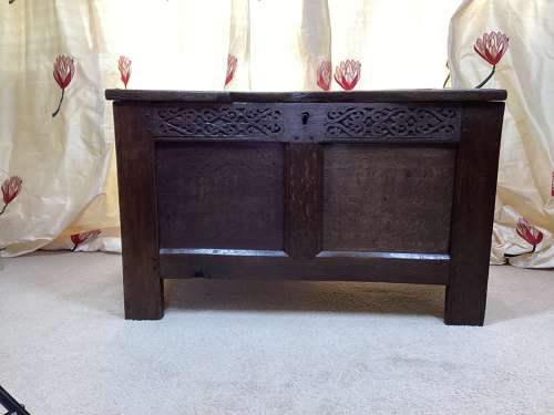 17th Century country oak small joined coffer