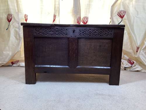 17th Century country oak small joined coffer