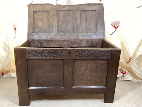 17th Century country oak small joined coffer