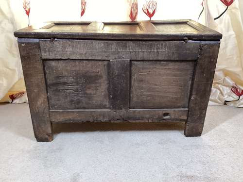 17th Century country oak small joined coffer