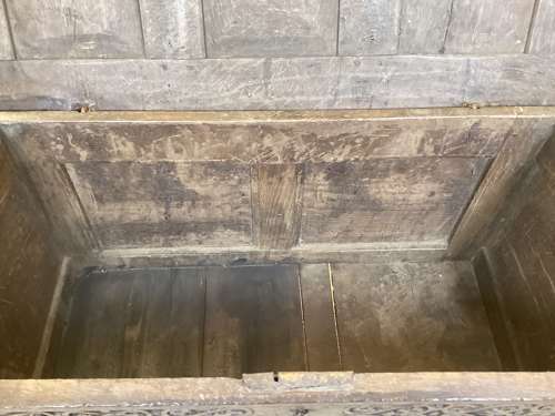 17th Century country oak small joined coffer