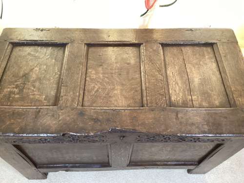 17th Century country oak small joined coffer