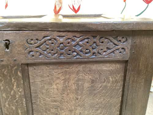17th Century country oak small joined coffer