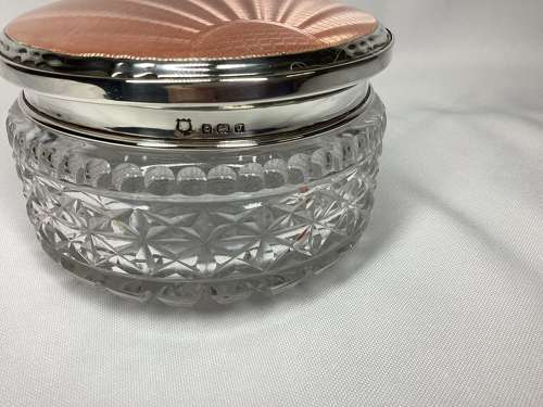 Art Deco glass bowl with silver and enamel lid