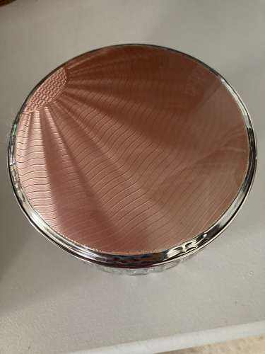 Art Deco glass bowl with silver and enamel lid