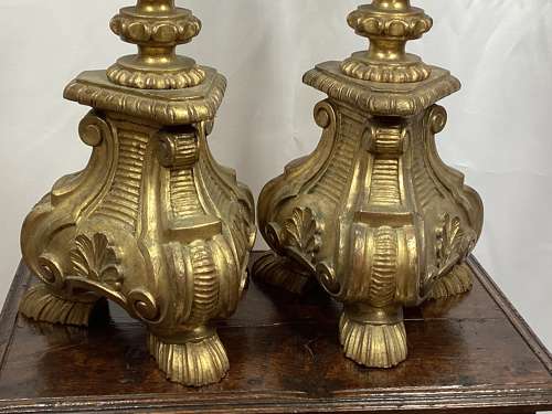 Decorative pair of Italian altar style candlesticks.