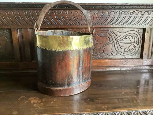 VICTORIAN BRASS AND COPPER BOUND PAIL