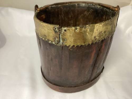 VICTORIAN BRASS AND COPPER BOUND PAIL