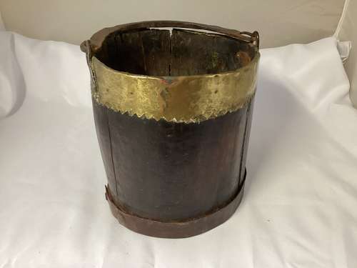 VICTORIAN BRASS AND COPPER BOUND PAIL