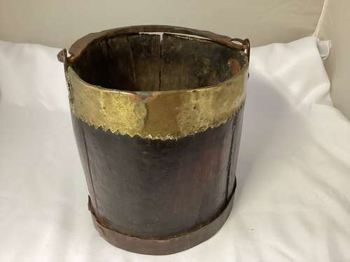 VICTORIAN BRASS AND COPPER BOUND PAIL