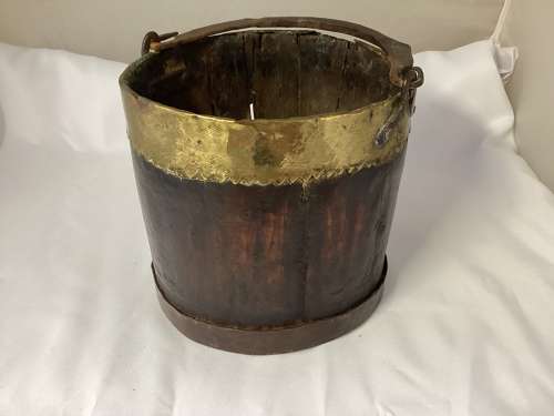 VICTORIAN BRASS AND COPPER BOUND PAIL