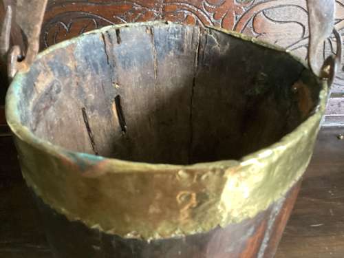 VICTORIAN BRASS AND COPPER BOUND PAIL