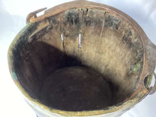 VICTORIAN BRASS AND COPPER BOUND PAIL