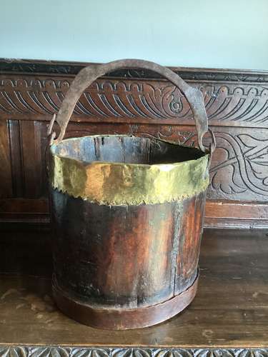 VICTORIAN BRASS AND COPPER BOUND PAIL