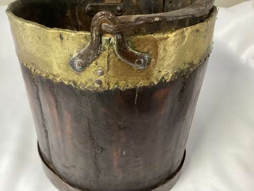 VICTORIAN BRASS AND COPPER BOUND PAIL
