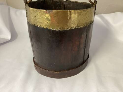 VICTORIAN BRASS AND COPPER BOUND PAIL