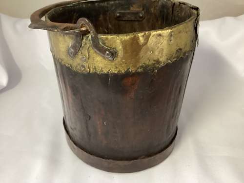 VICTORIAN BRASS AND COPPER BOUND PAIL
