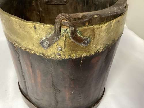 VICTORIAN BRASS AND COPPER BOUND PAIL