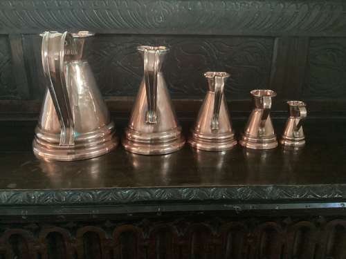 SET OF FIVE COPPER MEASURES WITH ARMORIAL