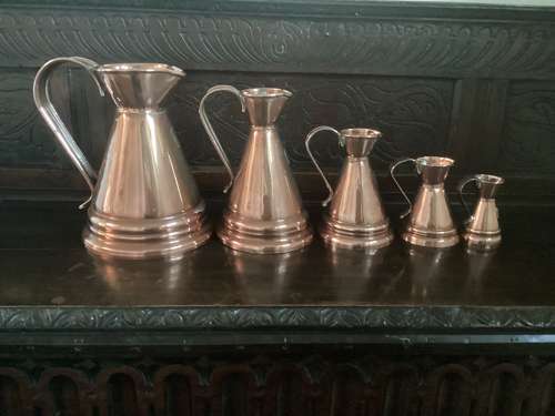 SET OF FIVE COPPER MEASURES WITH ARMORIAL