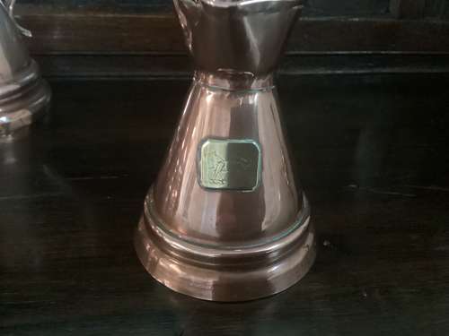 SET OF FIVE COPPER MEASURES WITH ARMORIAL