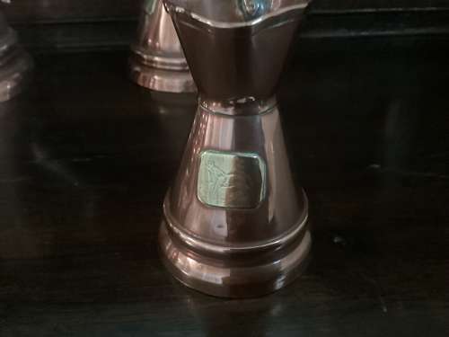 SET OF FIVE COPPER MEASURES WITH ARMORIAL