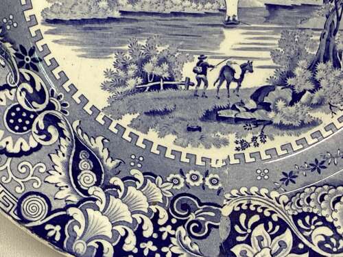 BLUE & WHITE TRANSFER PRINTED PLATE