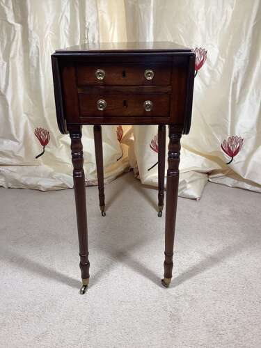MAHOGANY REGENCY PERIOD PEMBROKE WORK TABLE