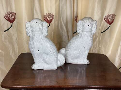 PAIR OF LARGE STAFFORDSHIRE SPANIELS