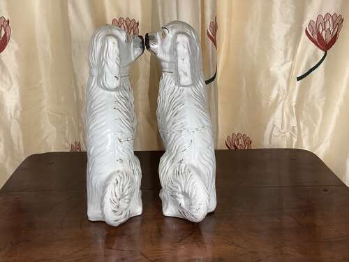PAIR OF LARGE STAFFORDSHIRE SPANIELS